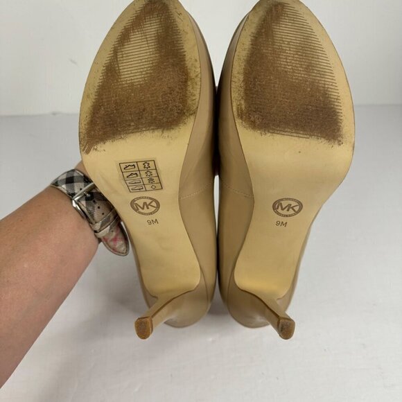 MICHAEL Michael Kors Nude Beige Ionna Pump Platform Round Toe Stiletto 9M EUC - Picture 7 of 11